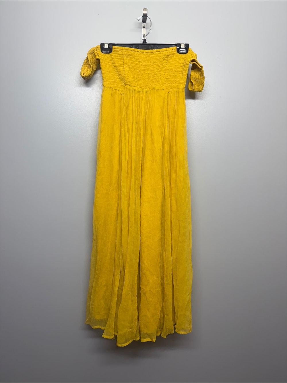 Free People Mustard Yellow Smocked Jumpsuit